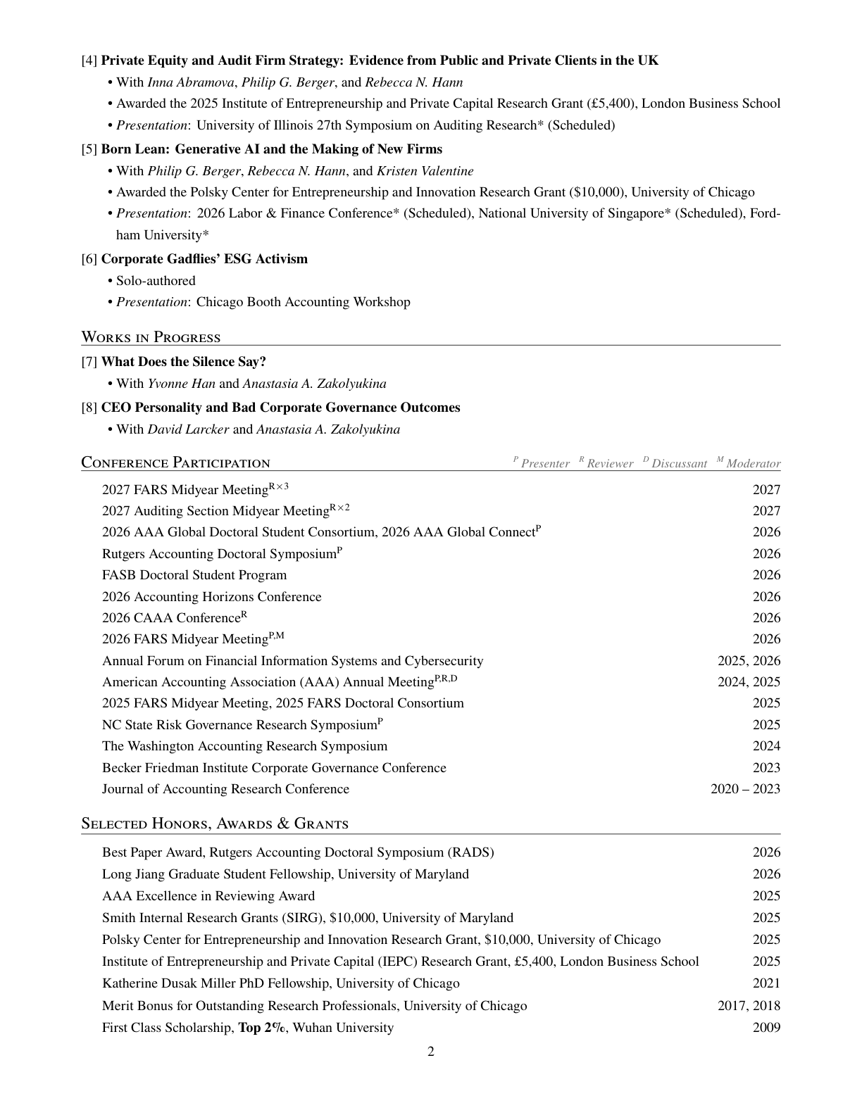 Curriculum vitae page 2